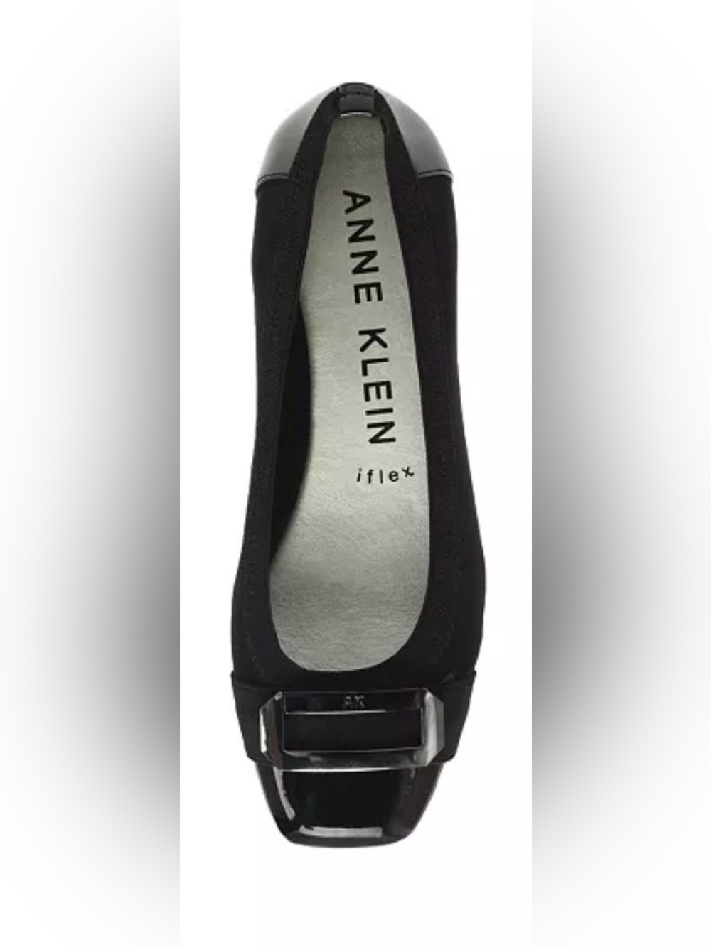 Anne Klein Black Patent / Fabric Ballet Flat with iflex Comfort